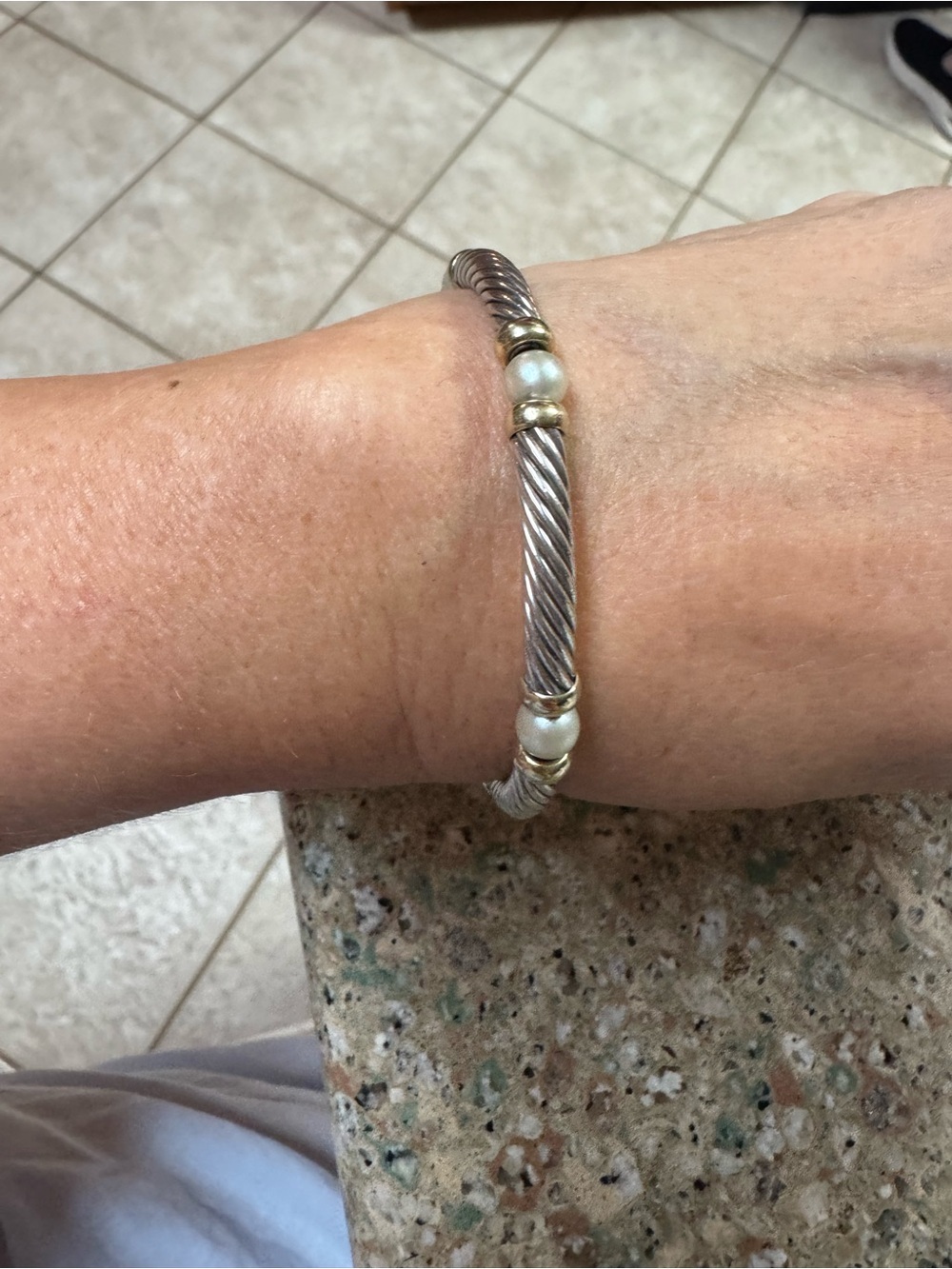 David Yurman metro Sterling 14k Pearl Bracelet 5mm